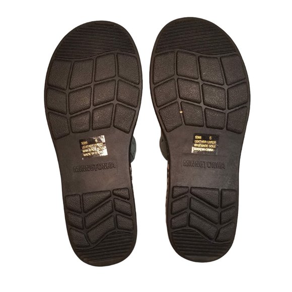 Minnetonka Women's Leather Sandals Floral Embroidered Size 6 - Picture 6 of 7